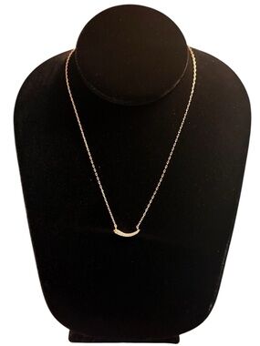 Vintage Rare Kendra Scott Rose Gold CZ Crystal Crescent Pendant Necklace Dustbag
